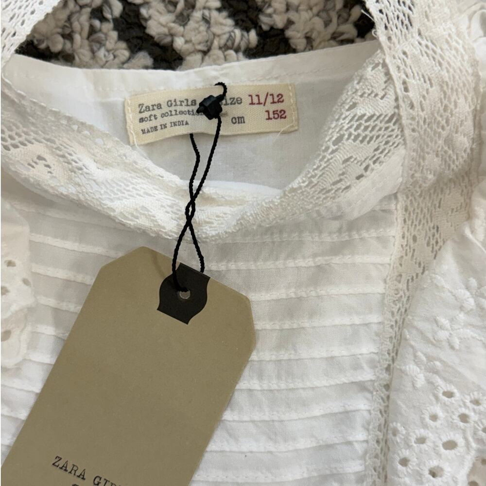 ZARA Girls White Eyelet Maxi Dress NWT Size 11/12y - Picture 3 of 6